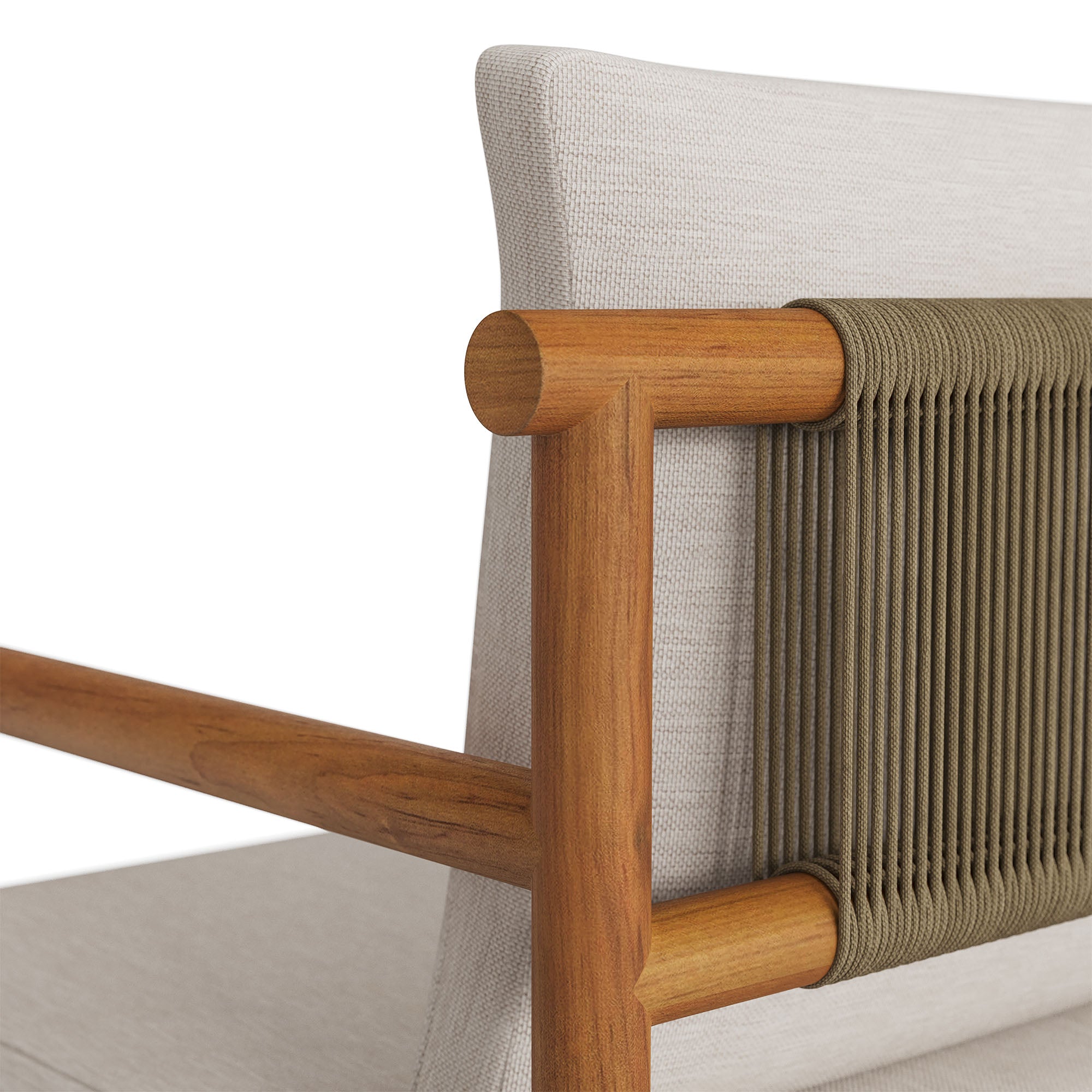 Eleni Outdoor Patio Teak Wood Rope Dining Chair, Natural Sail