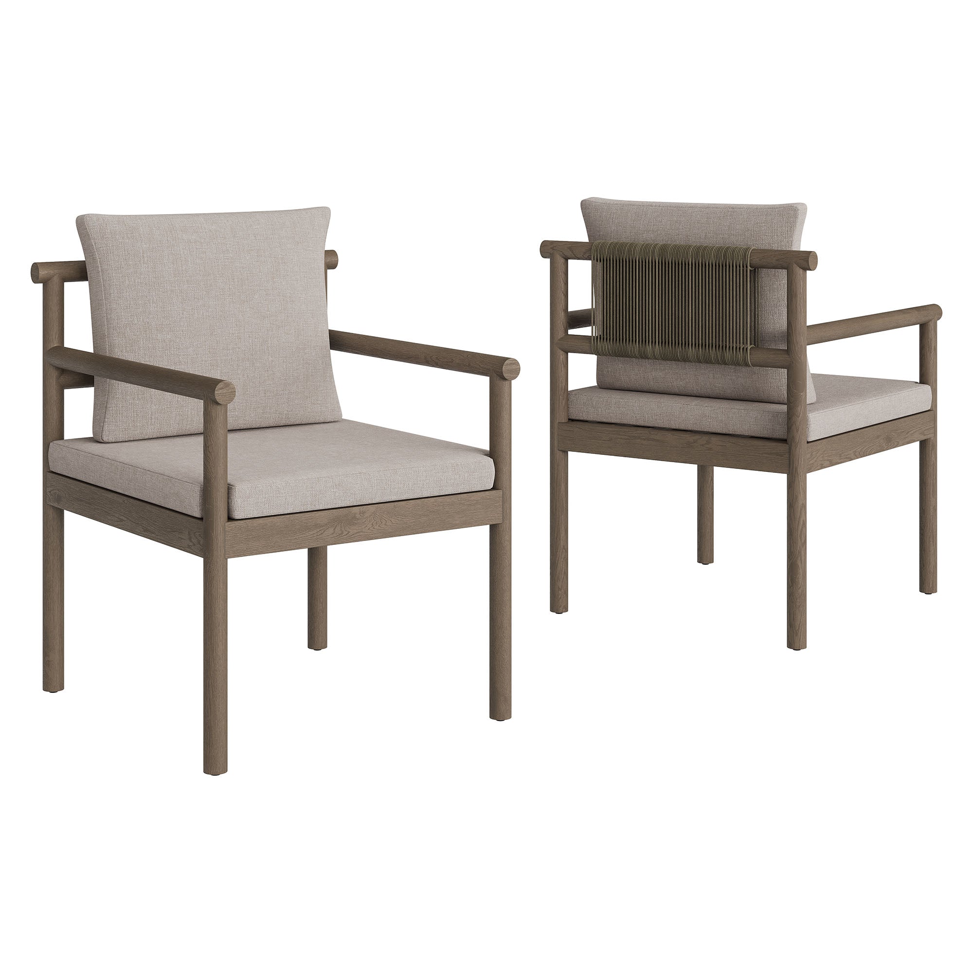 Eleni 7 Piece Outdoor Patio Teak Wood Dining Set, Weathered Gray Pebble