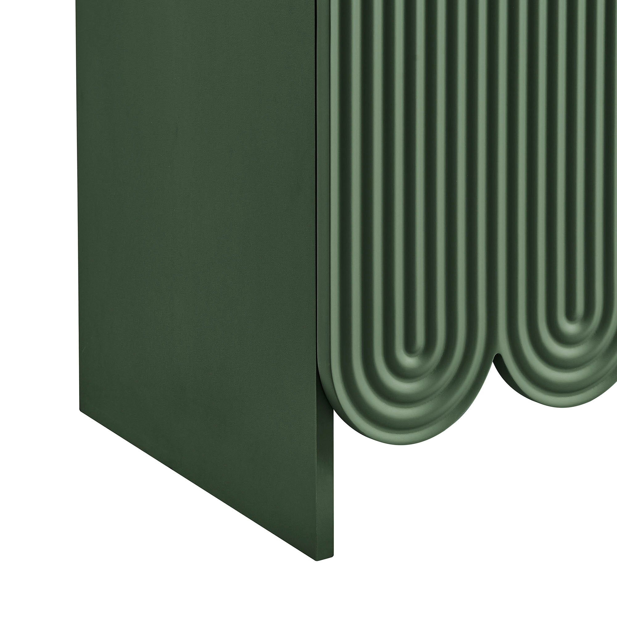 Dahlia 78 Inch Fluted and Scalloped Arched Storage Cabinet, Hunter Green
