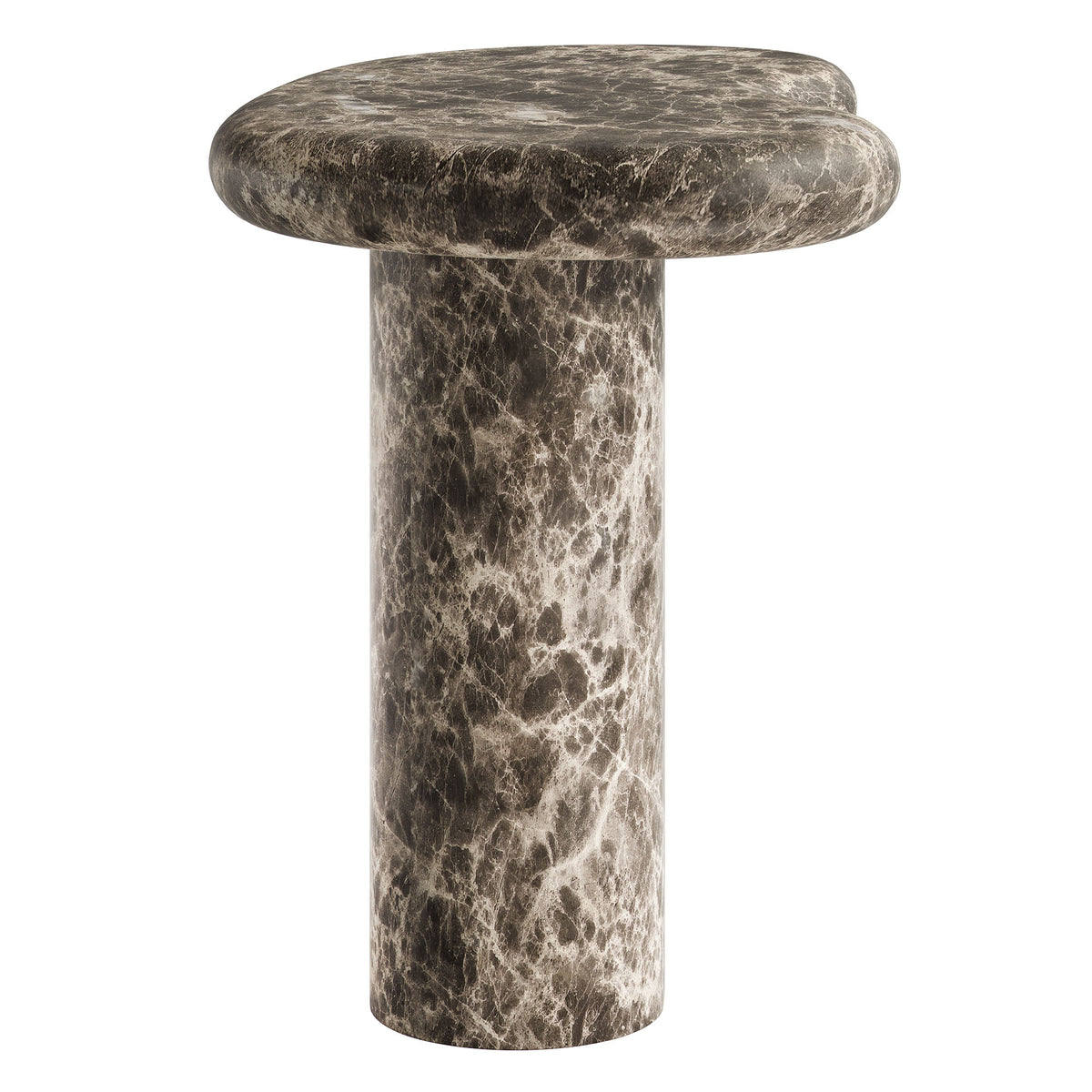 Elowen Outdoor Patio Faux Marble Side Table, Dark Emperador Marble