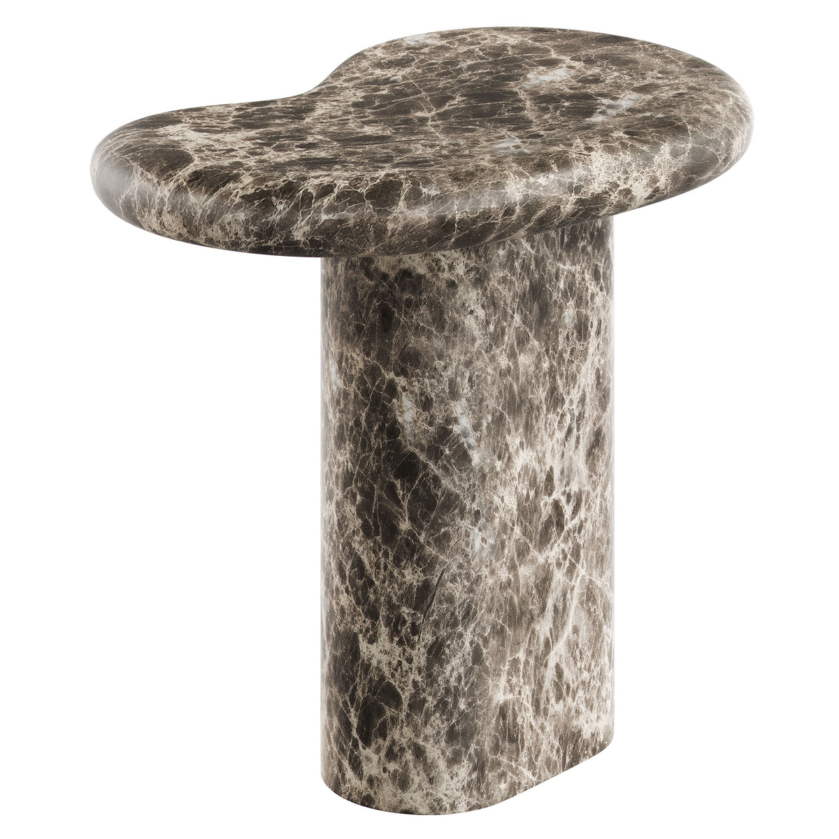 Elowen Outdoor Patio Faux Marble Side Table, Dark Emperador Marble