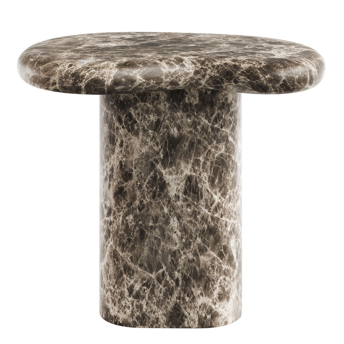 Elowen Outdoor Patio Faux Marble Side Table, Dark Emperador Marble