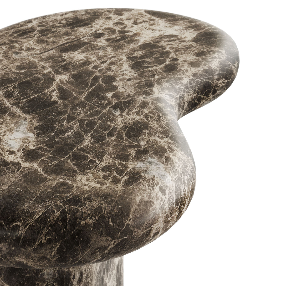 Elowen Outdoor Patio Faux Marble Side Table, Dark Emperador Marble
