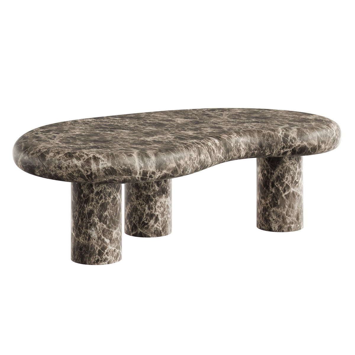 Elowen Outdoor Patio Faux Marble Coffee Table, Dark Emperador Marble