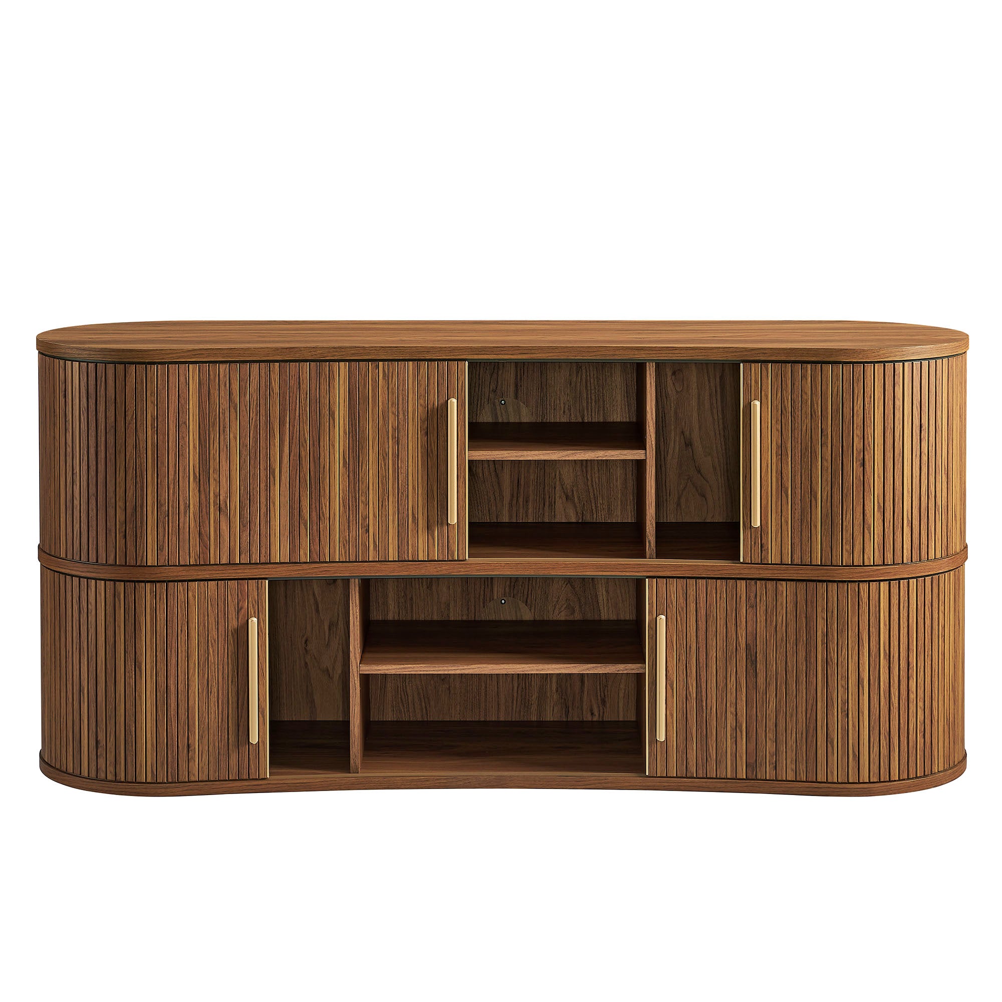Radcliffe 63" Curved Fluted Sideboard Buffet Cabinet, Walnut