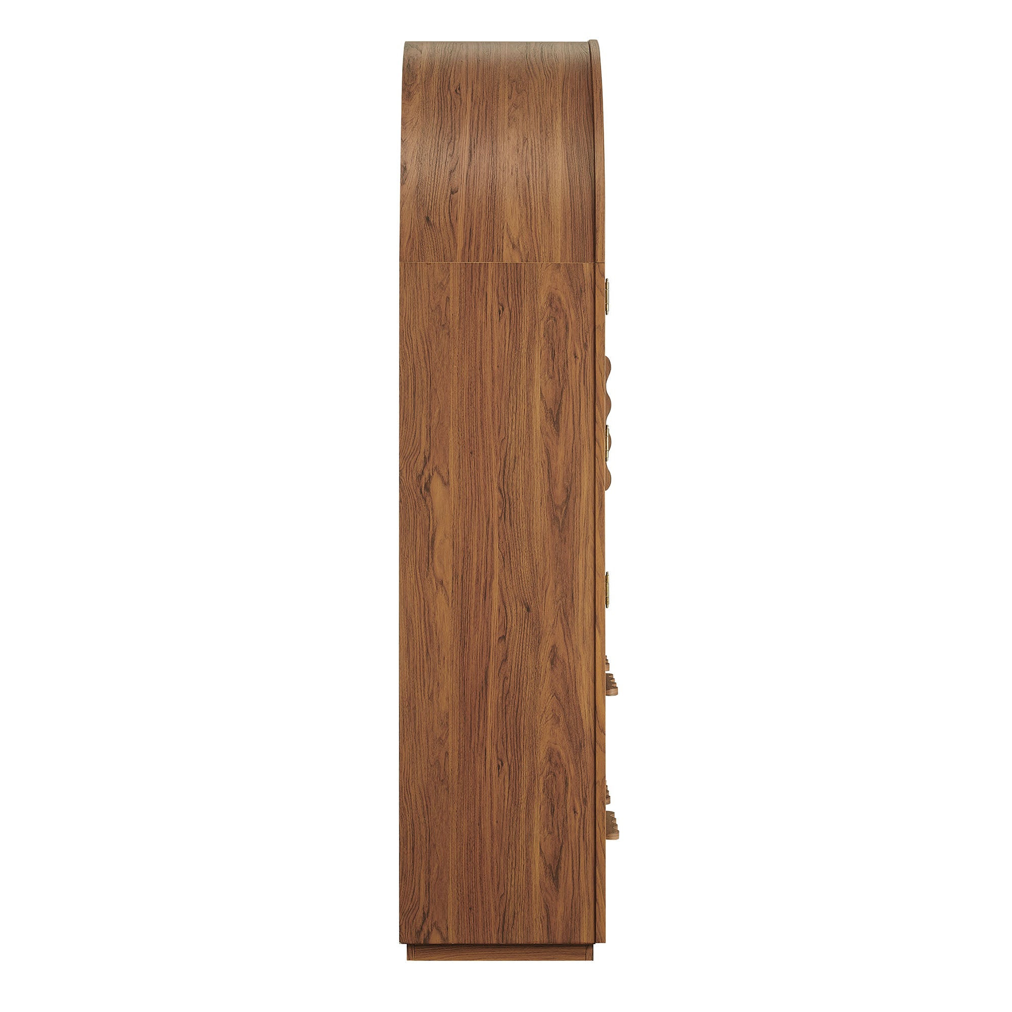 Rory 76 Inch Arched Kitchen Pantry Display Cabinet, Walnut