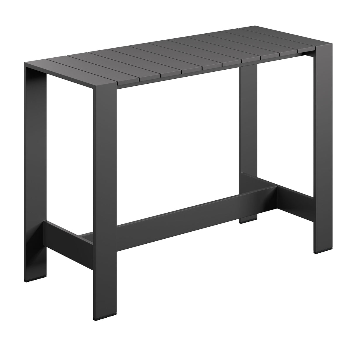 Tahoe 59 Inch Rectangle Outdoor Patio Aluminum Bar Table, Gray