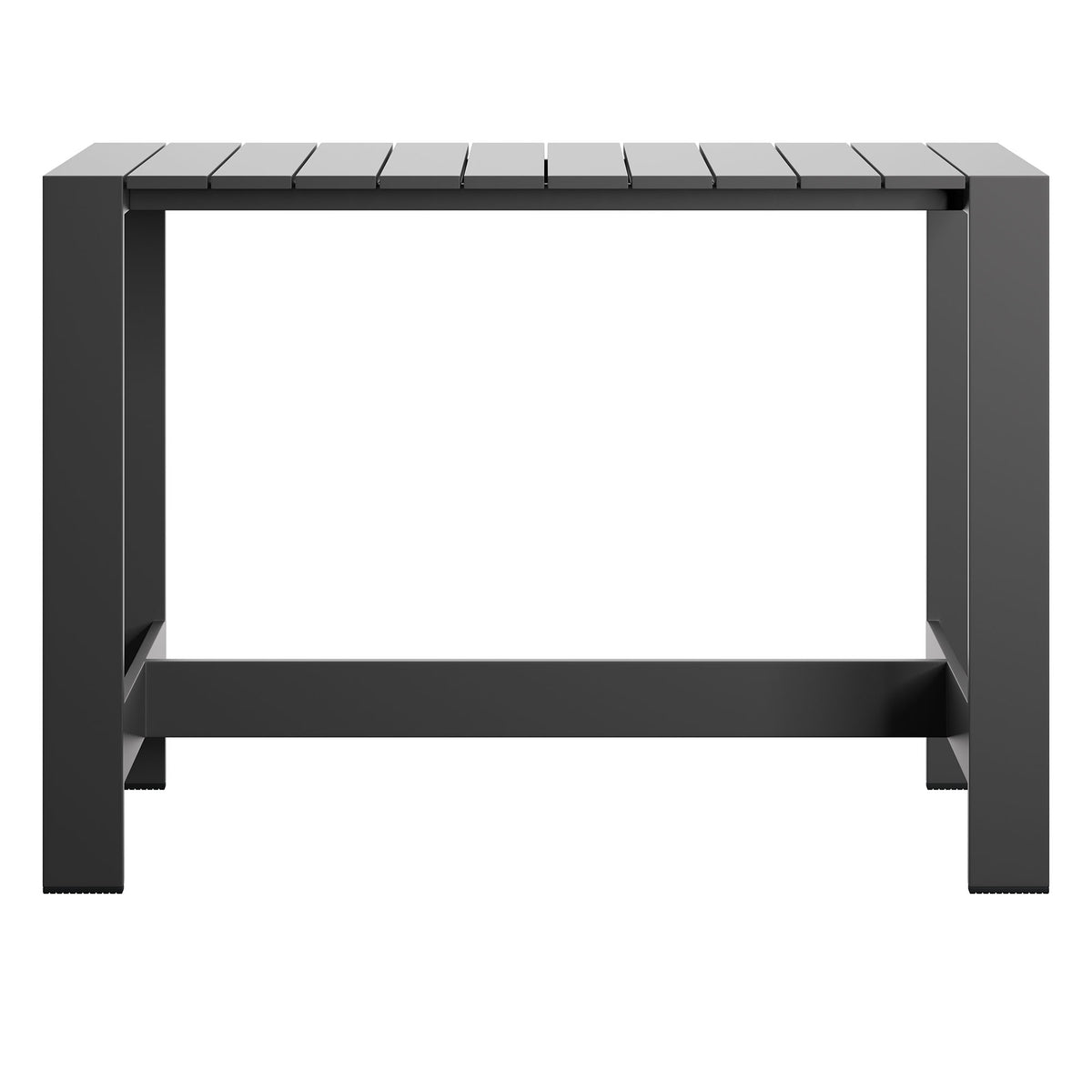 Tahoe 59 Inch Rectangle Outdoor Patio Aluminum Bar Table, Gray