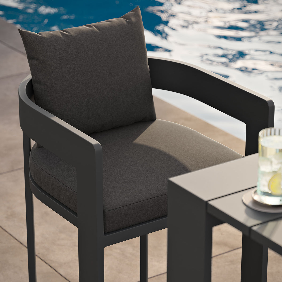 Tahoe Outdoor Patio Patio Aluminum Bar Chair, Charcoal
