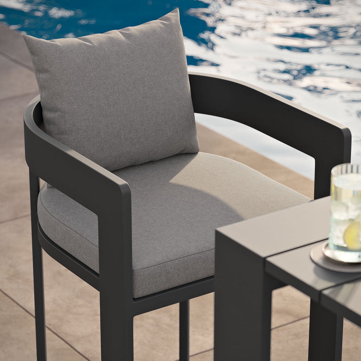 Tahoe Outdoor Patio Patio Aluminum Bar Chair, Gray