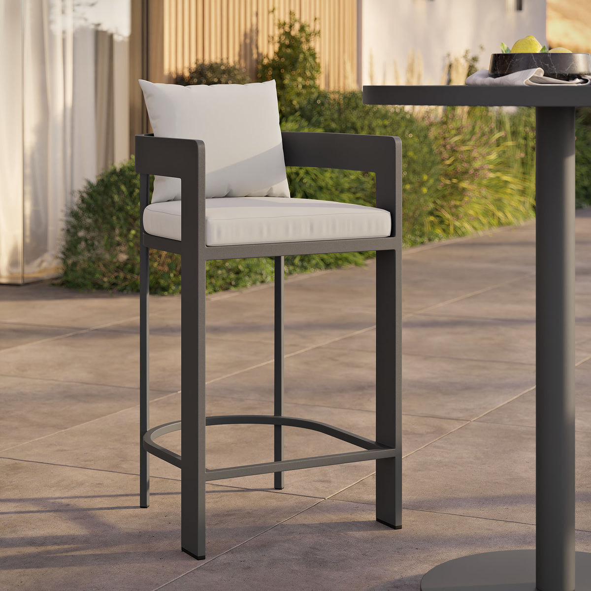 Tahoe Outdoor Patio Patio Aluminum Bar Chair, White