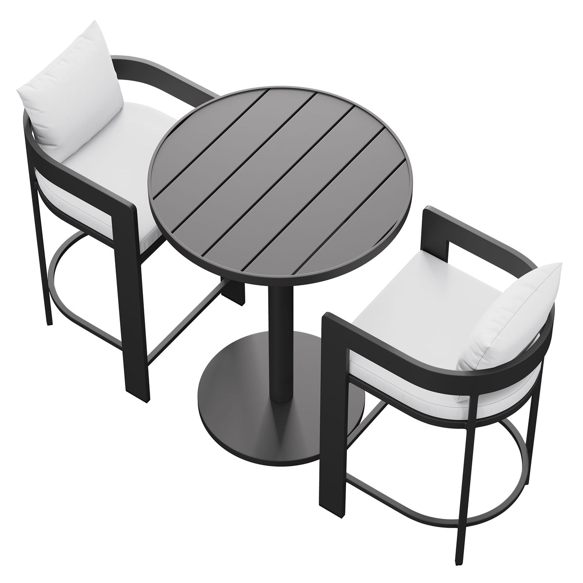 Tahoe 3-Piece Outdoor Patio Aluminum Bar Set, White