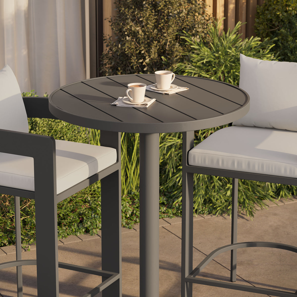 Tahoe 3-Piece Outdoor Patio Aluminum Bar Set, White