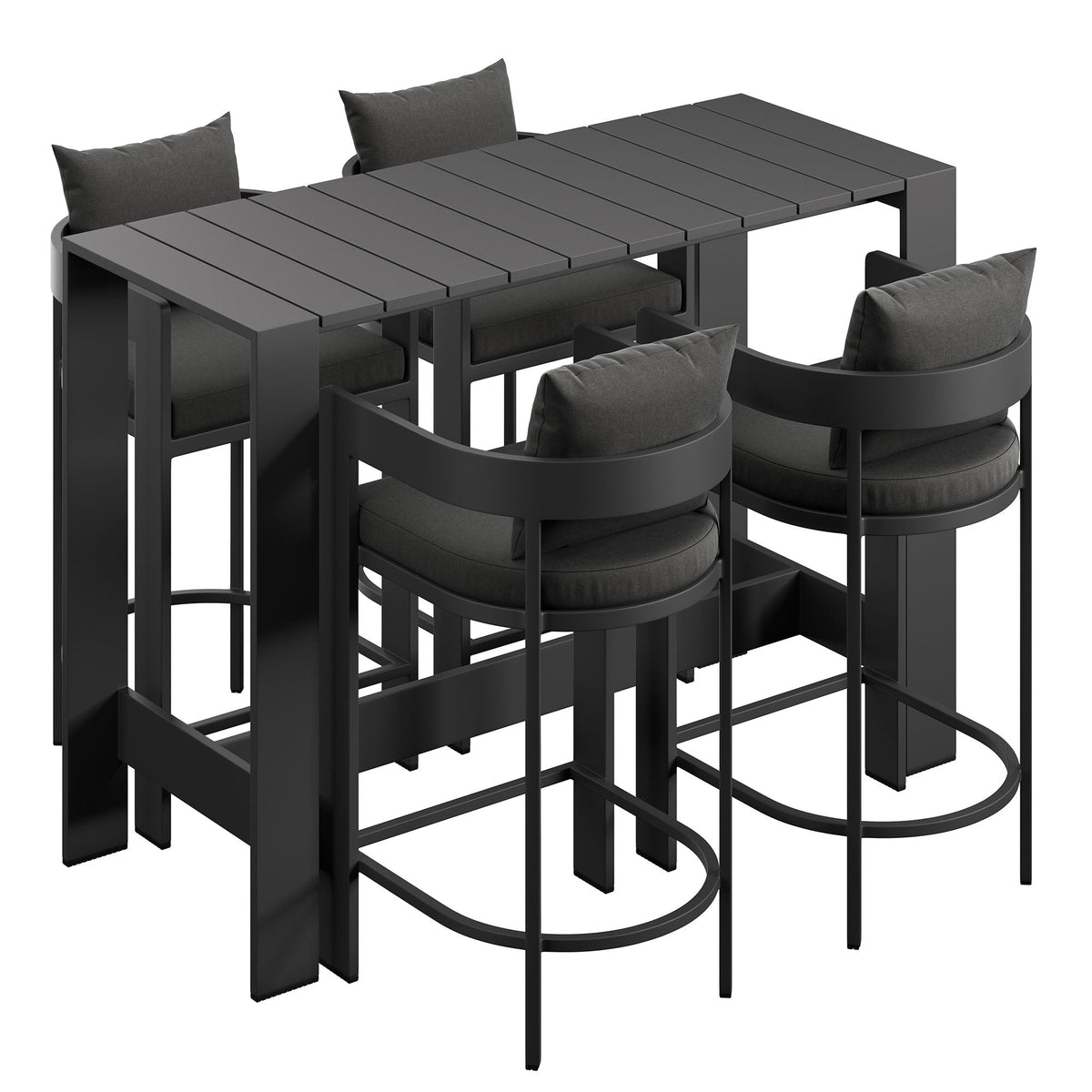 Tahoe 5-Piece Outdoor Patio Bar Table Set, Charcoal