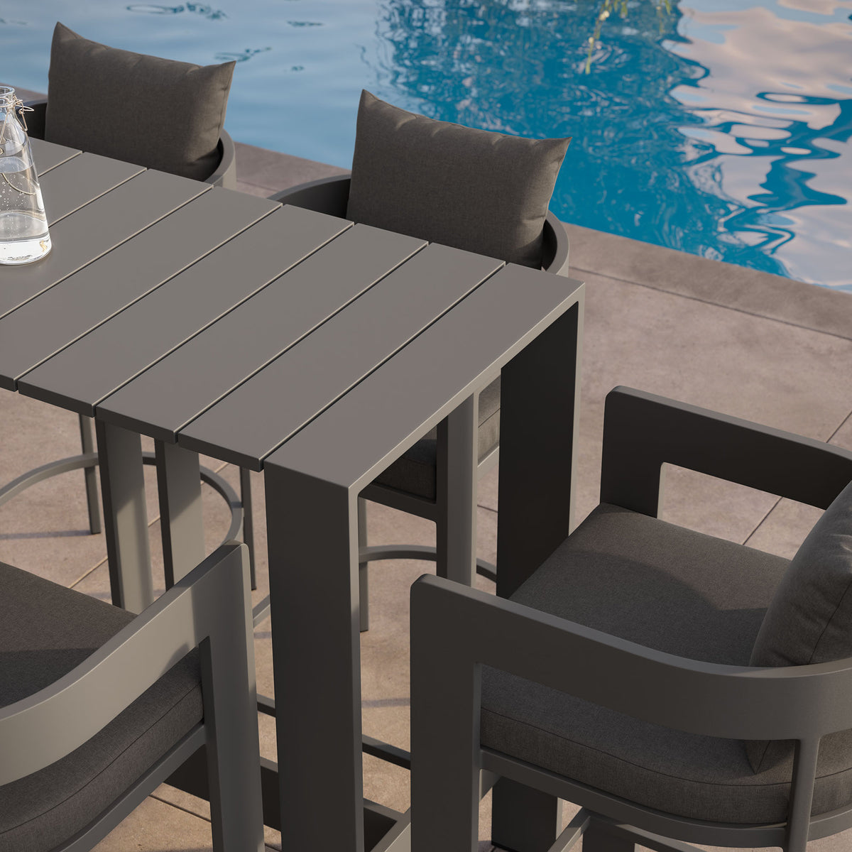Tahoe 5-Piece Outdoor Patio Bar Table Set, Charcoal