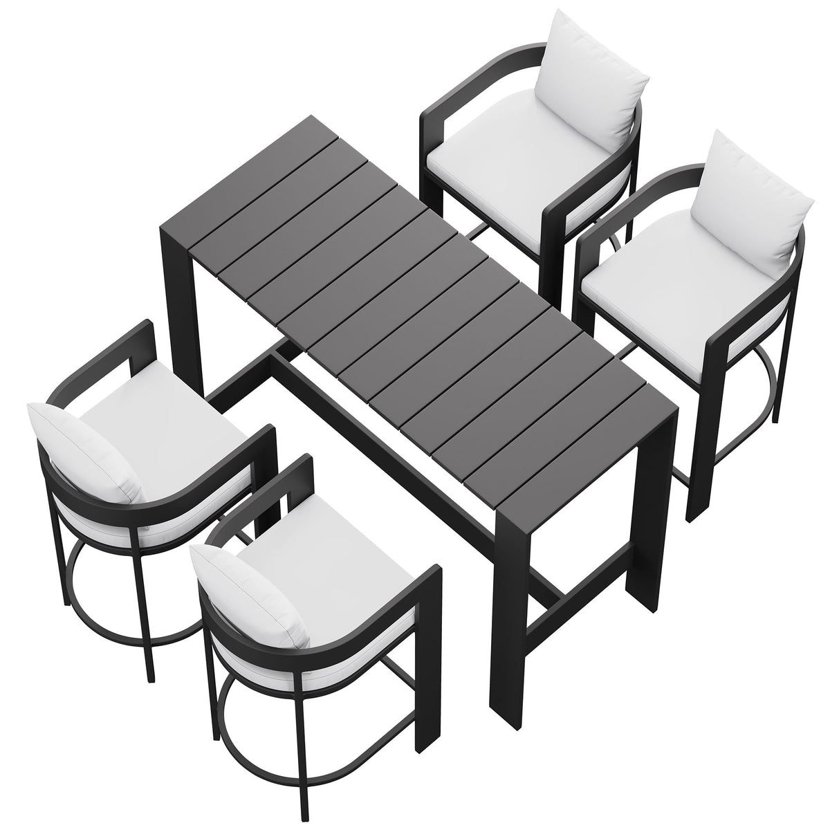 Tahoe 5-Piece Outdoor Patio Bar Table Set, White