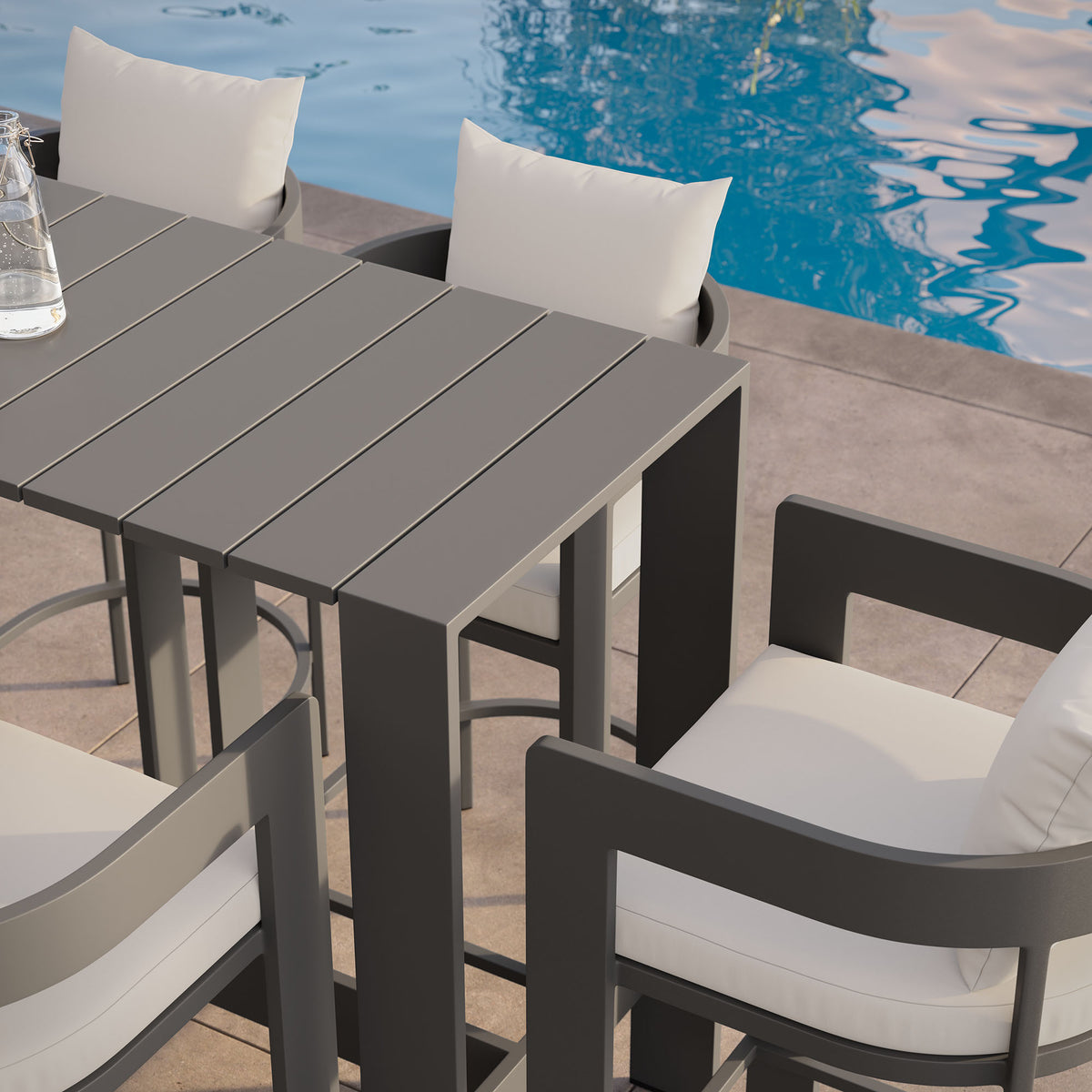 Tahoe 5-Piece Outdoor Patio Bar Table Set, White