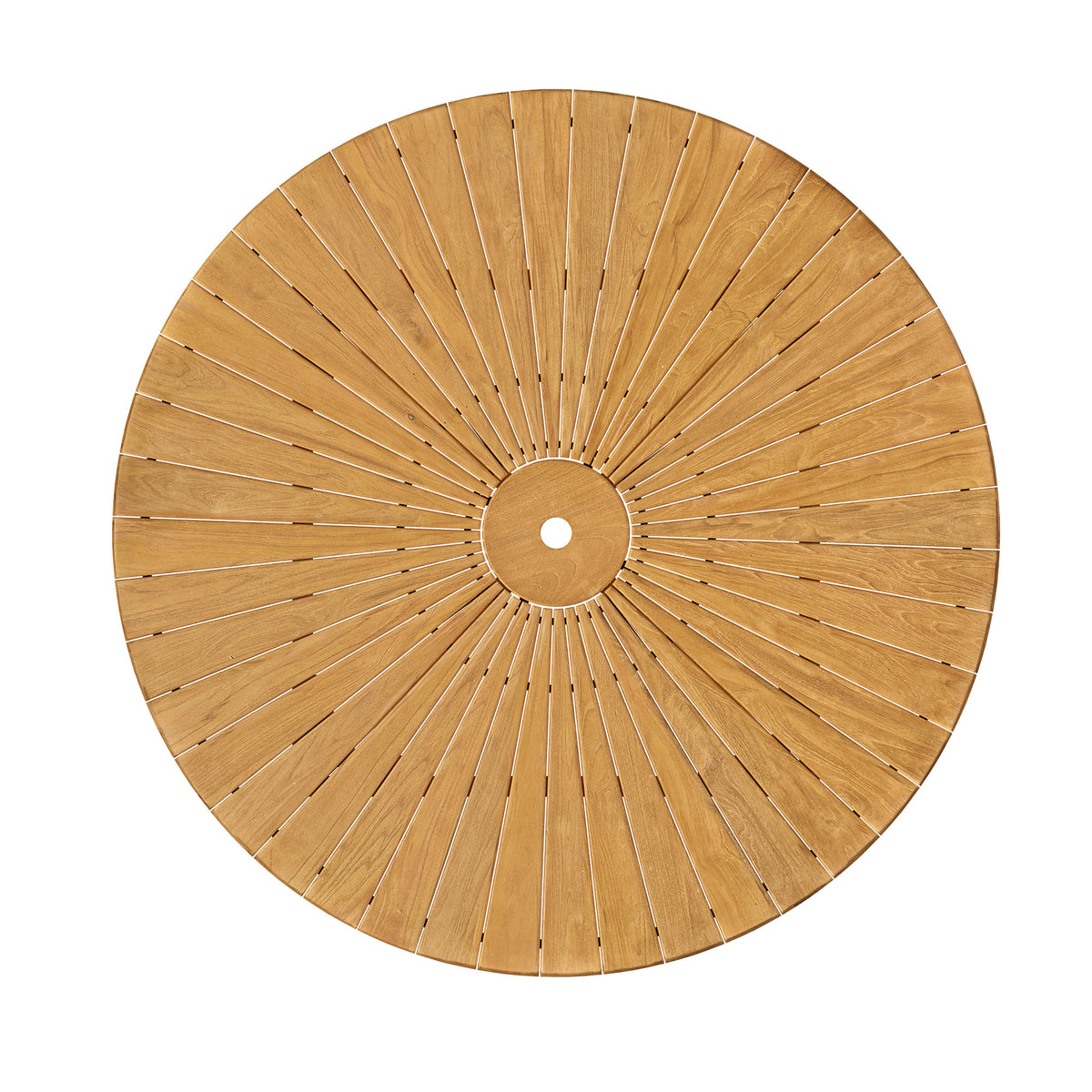 Cielo 59" Sunburst Outdoor Patio Teak Dining Table, Natural