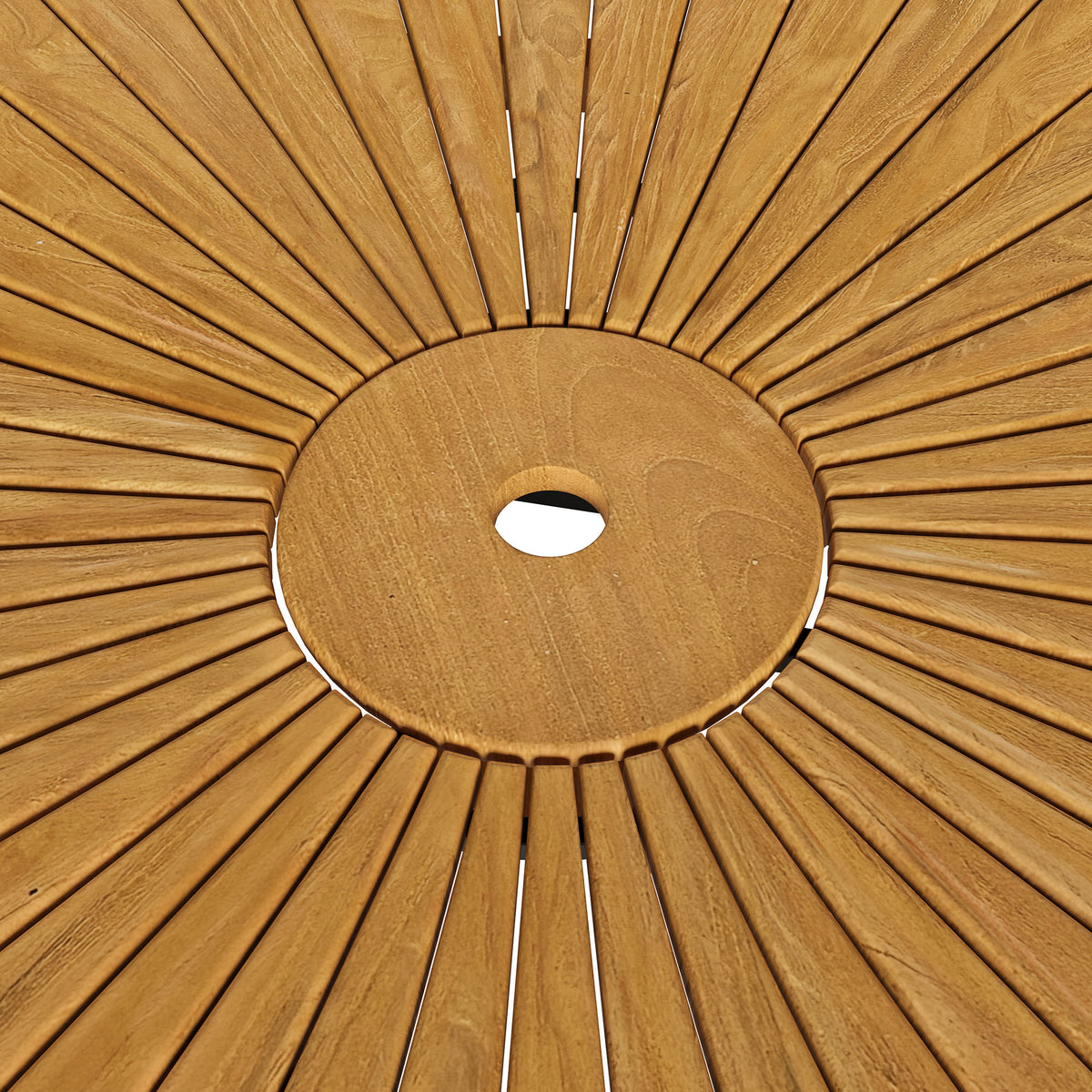 Cielo 59" Sunburst Outdoor Patio Teak Dining Table, Natural