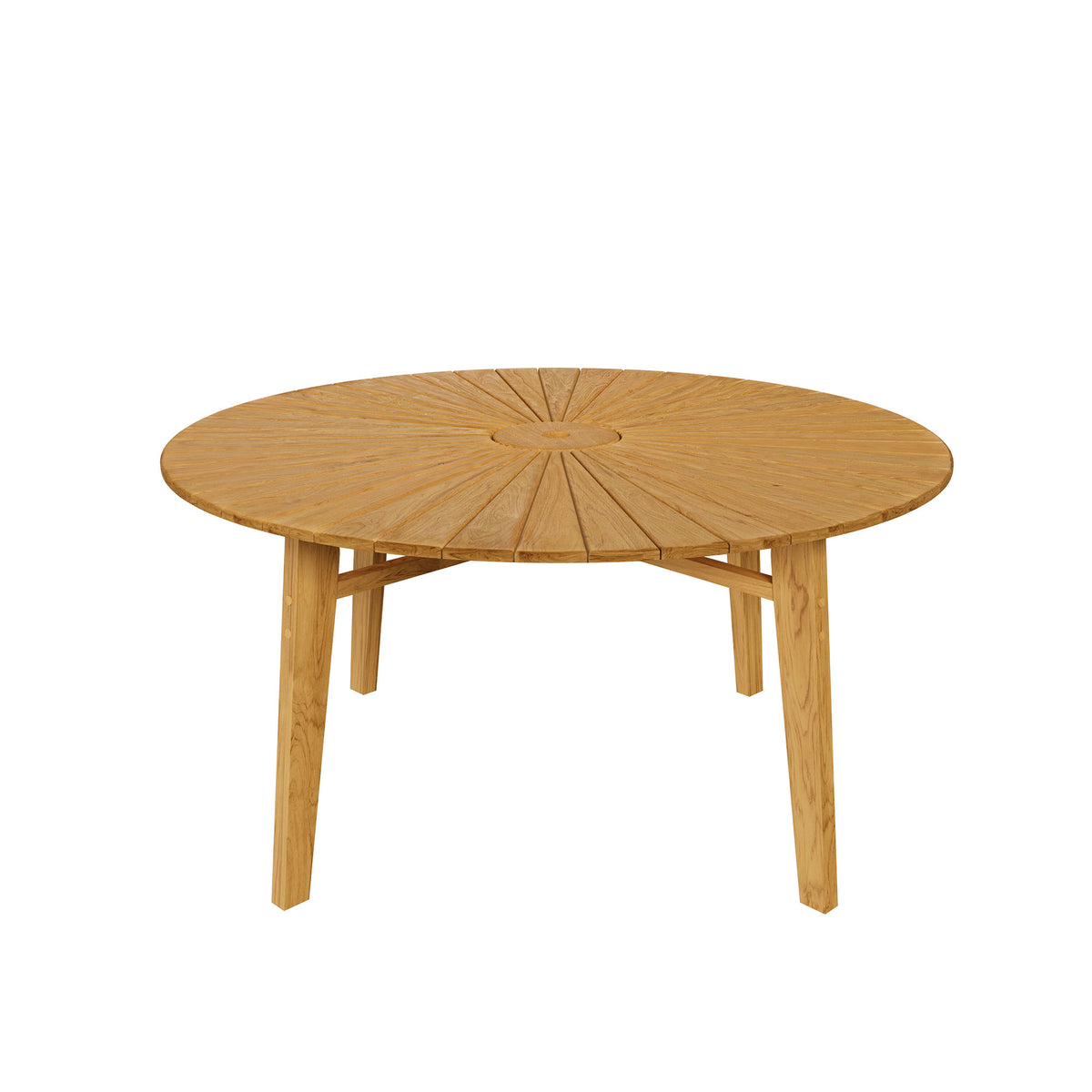 Cielo 59" Sunburst Outdoor Patio Teak Dining Table, Natural