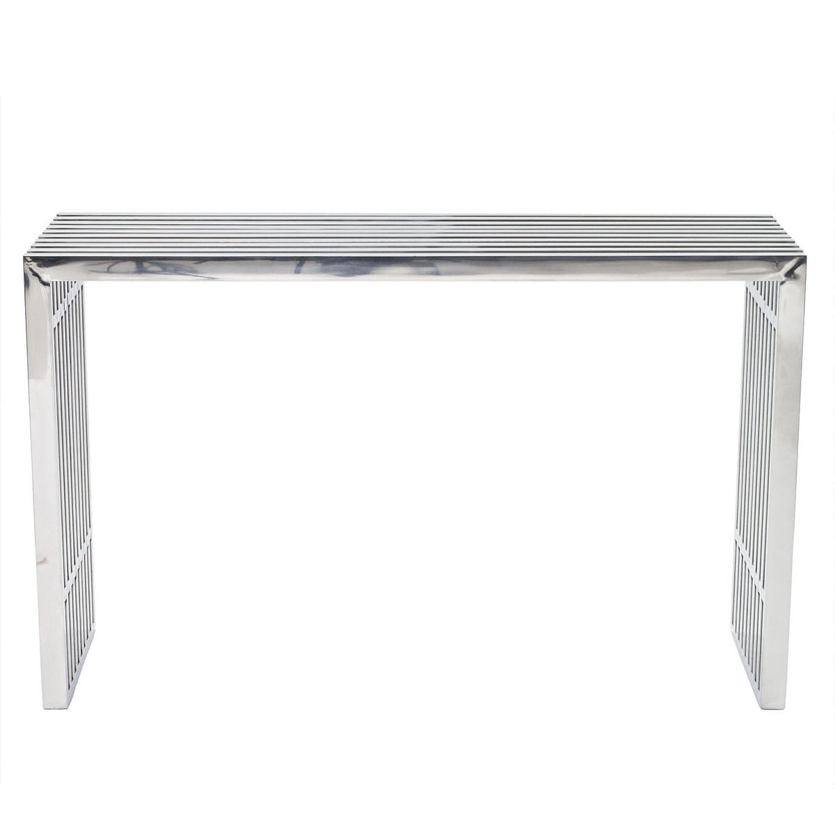 Gridiron Console Table, Silver