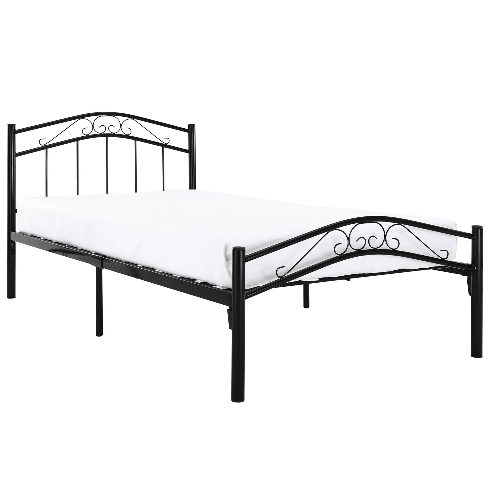 Norwyn Black Twin Metal Bed Frame Welded Construction with Arc-Shaped Headboard