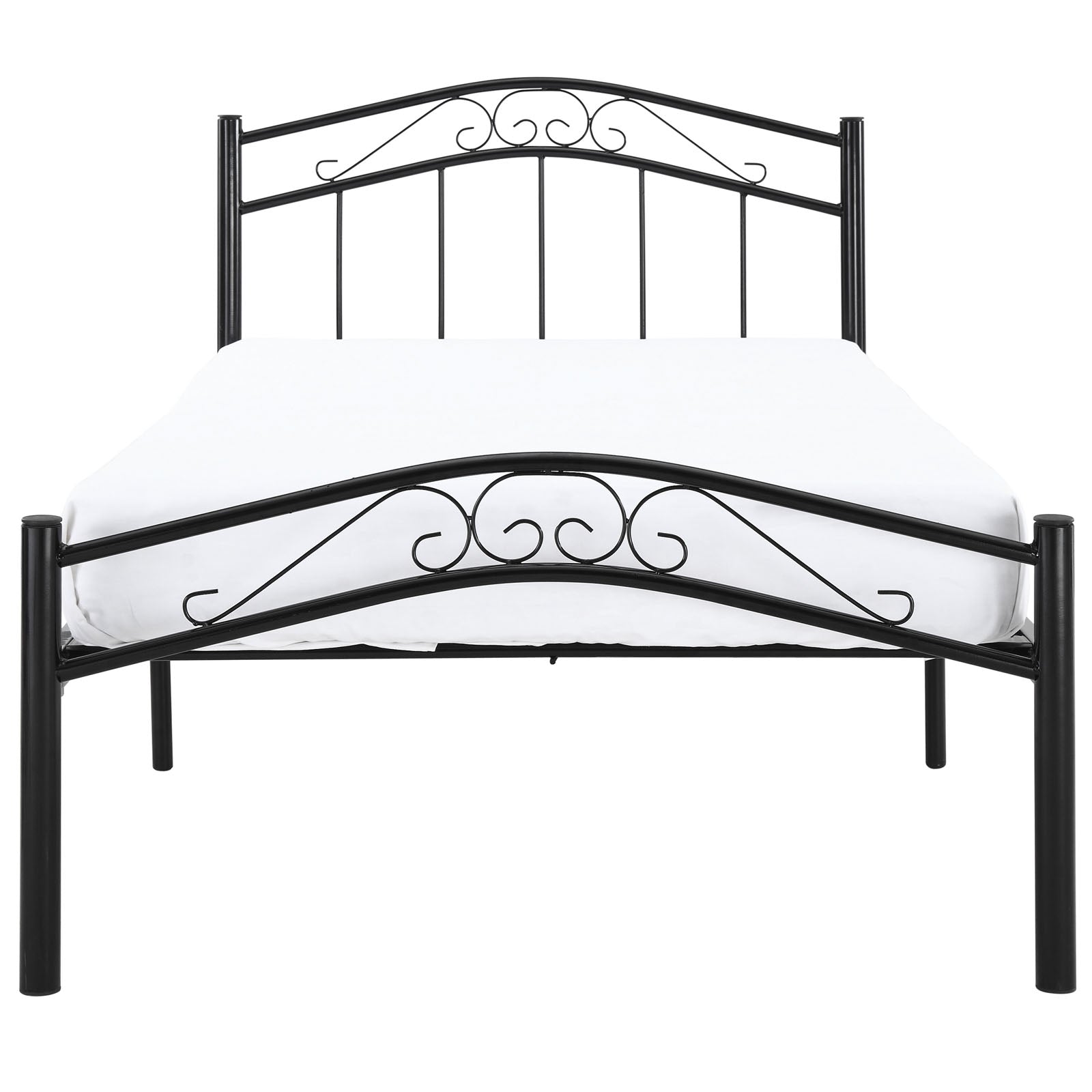 Norwyn Black Twin Metal Bed Frame Welded Construction with Arc-Shaped Headboard