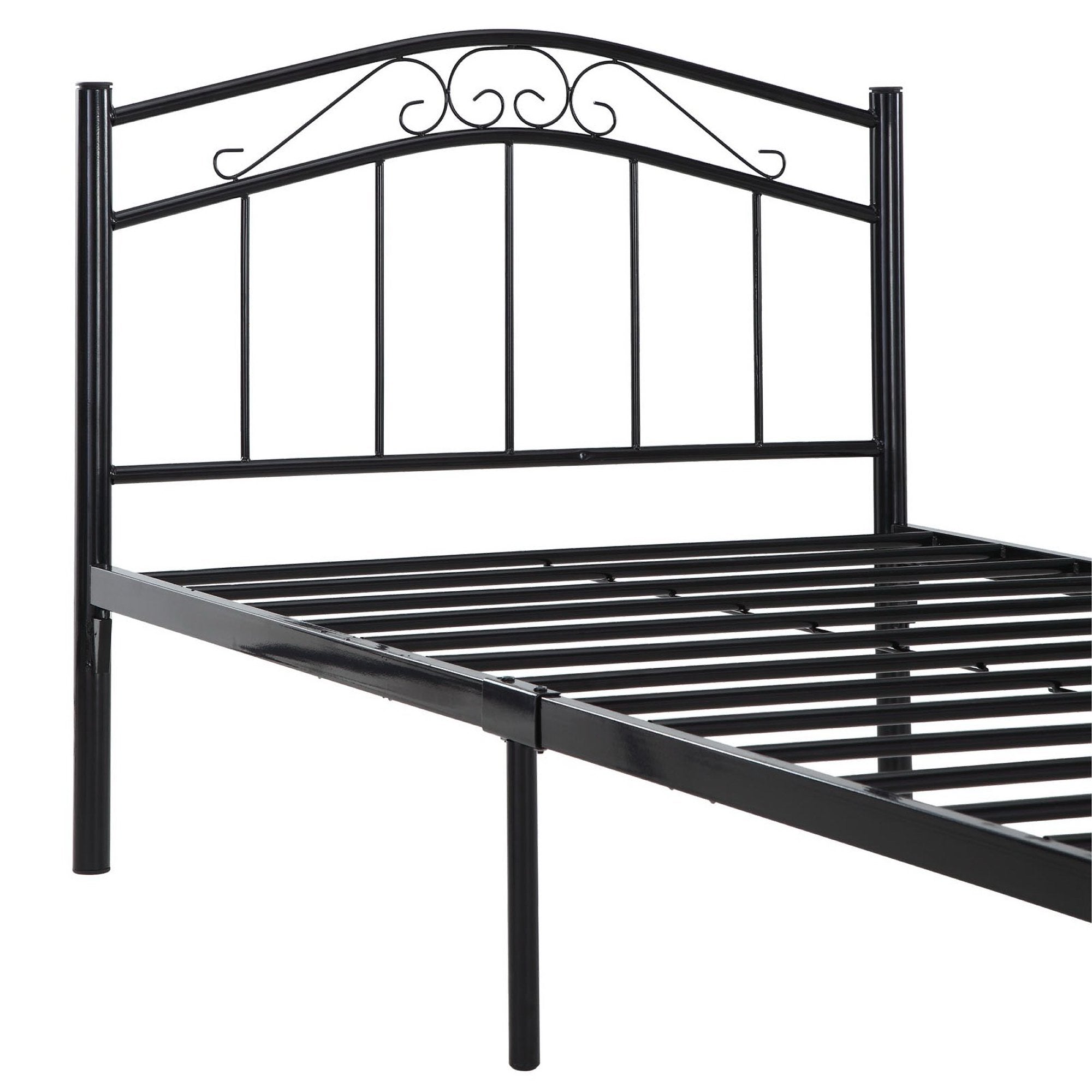Norwyn Black Twin Metal Bed Frame Welded Construction with Arc-Shaped Headboard