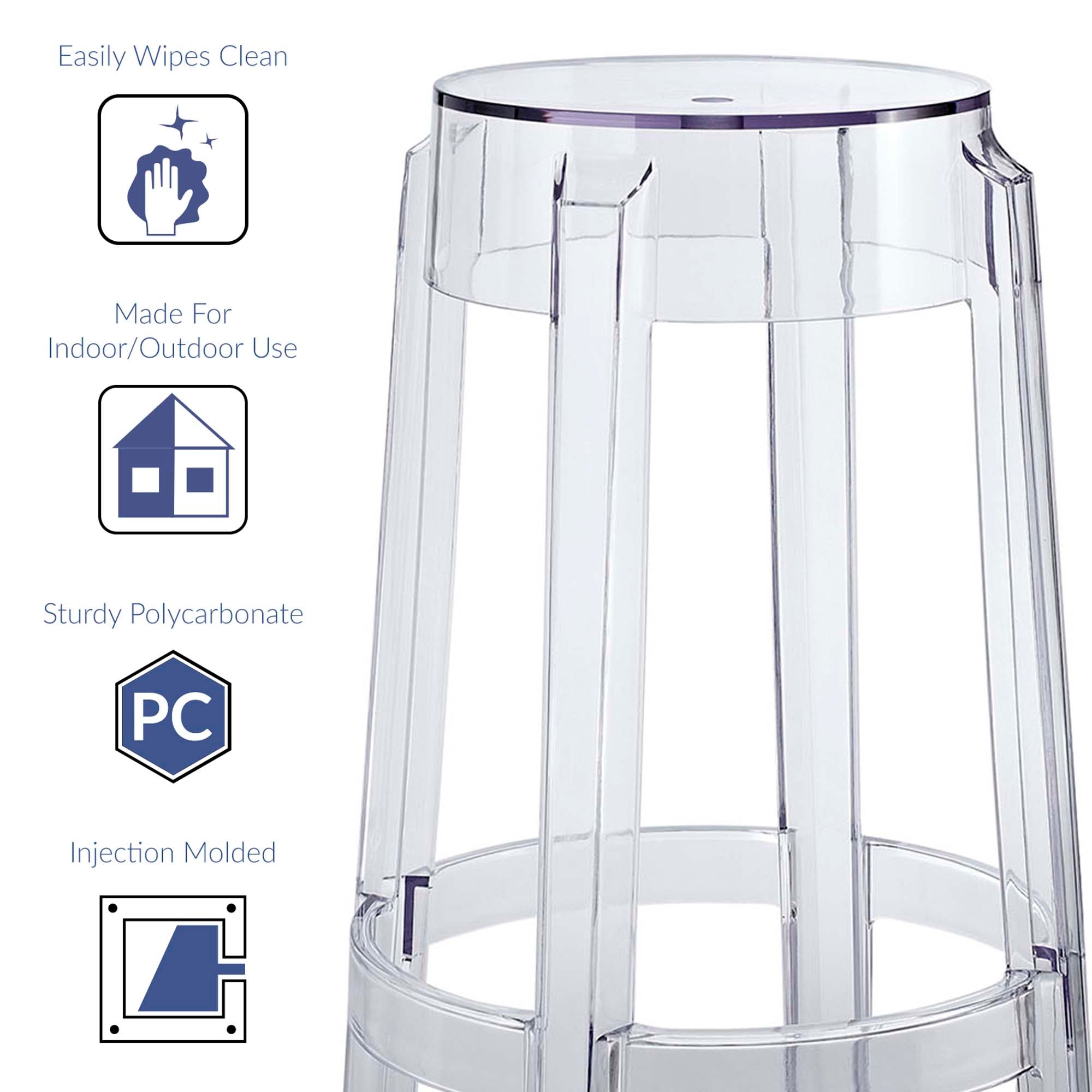 Casper Bar Stool Backless Set of 2, Clear