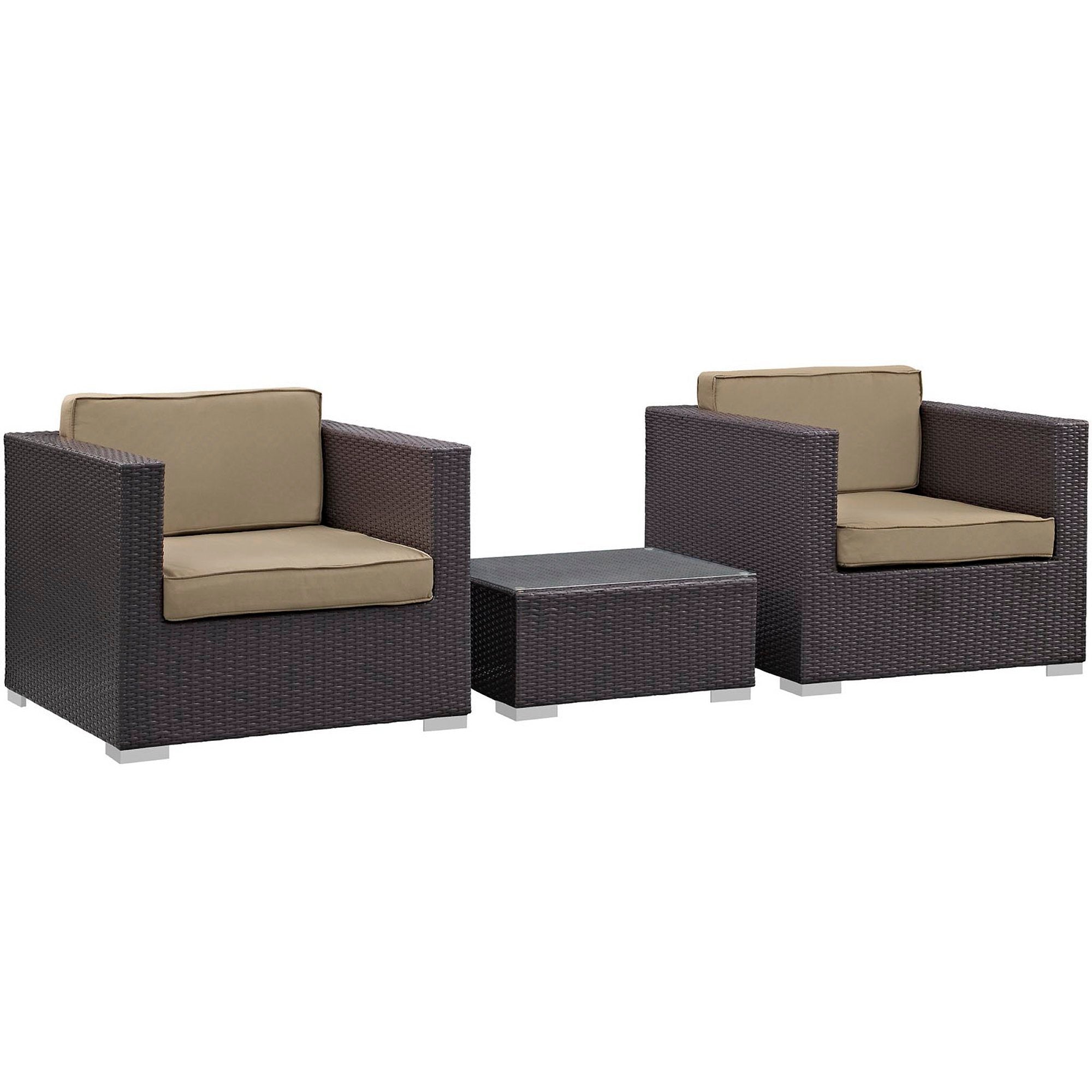 Burrow 3 Piece Outdoor Patio Sofa Set, Espresso Mocha