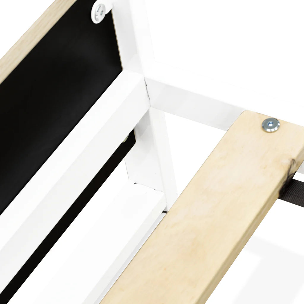 Paras Erie Twin White Metal Bed Frame – Modern Platform Bed with Wood Laminate Accents