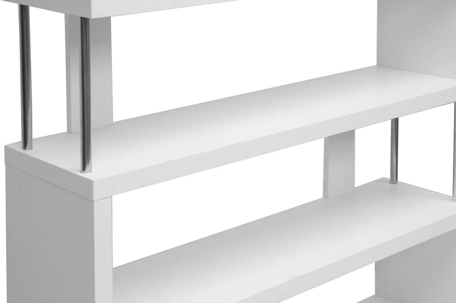 Barnes White Three-Shelf Modern Bookcase