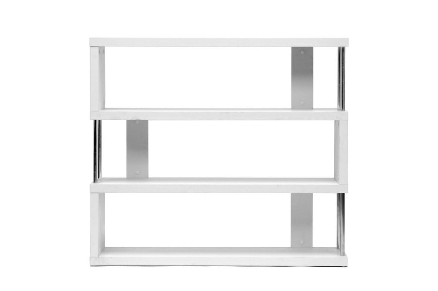 Barnes White Three-Shelf Modern Bookcase