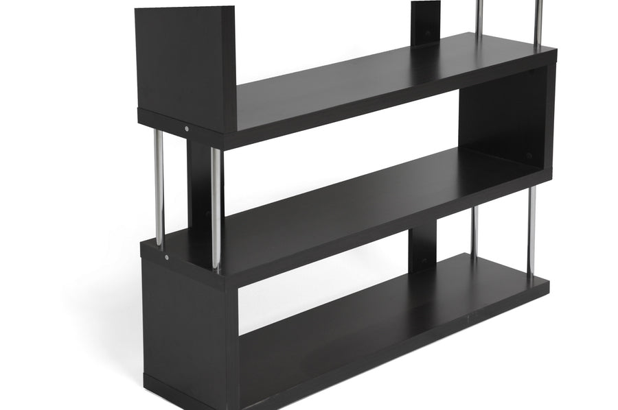 Barnes Dark Brown Three-Shelf Modern Bookcase