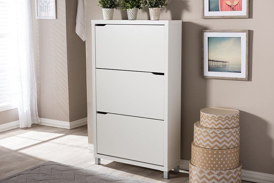 Simms White Modern Shoe Cabinet