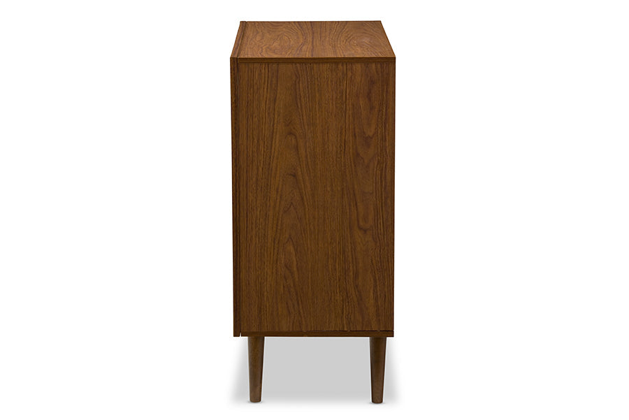 Harlow Mid-century Modern Scandinavian Style White and Walnut Wood 3-drawer Chest
