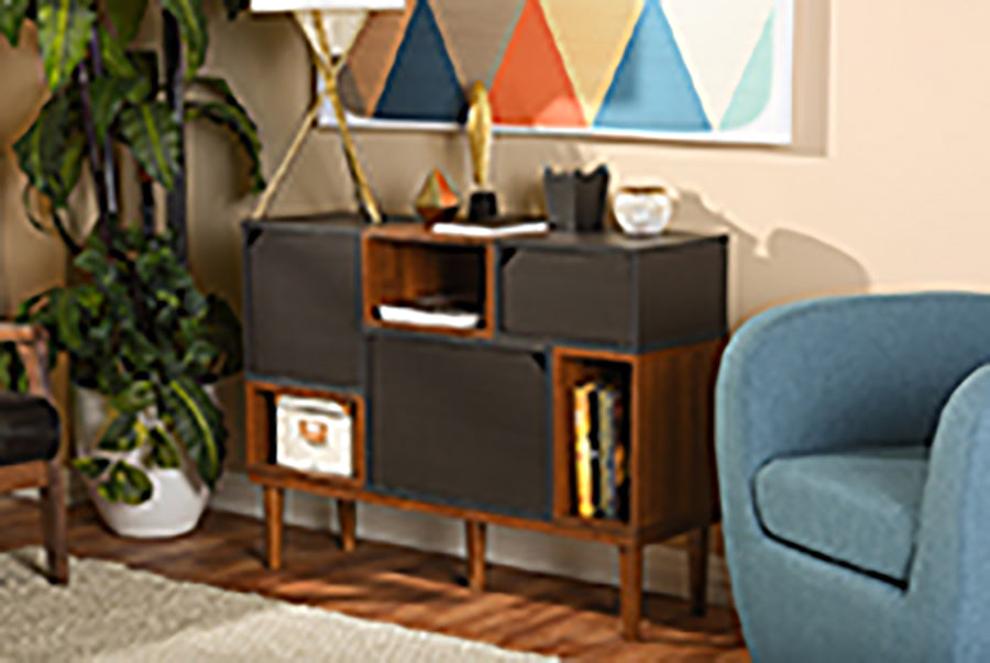 Anderson Mid-century Retro Modern Oak and Espresso Wood Sideboard Storage Cabinet