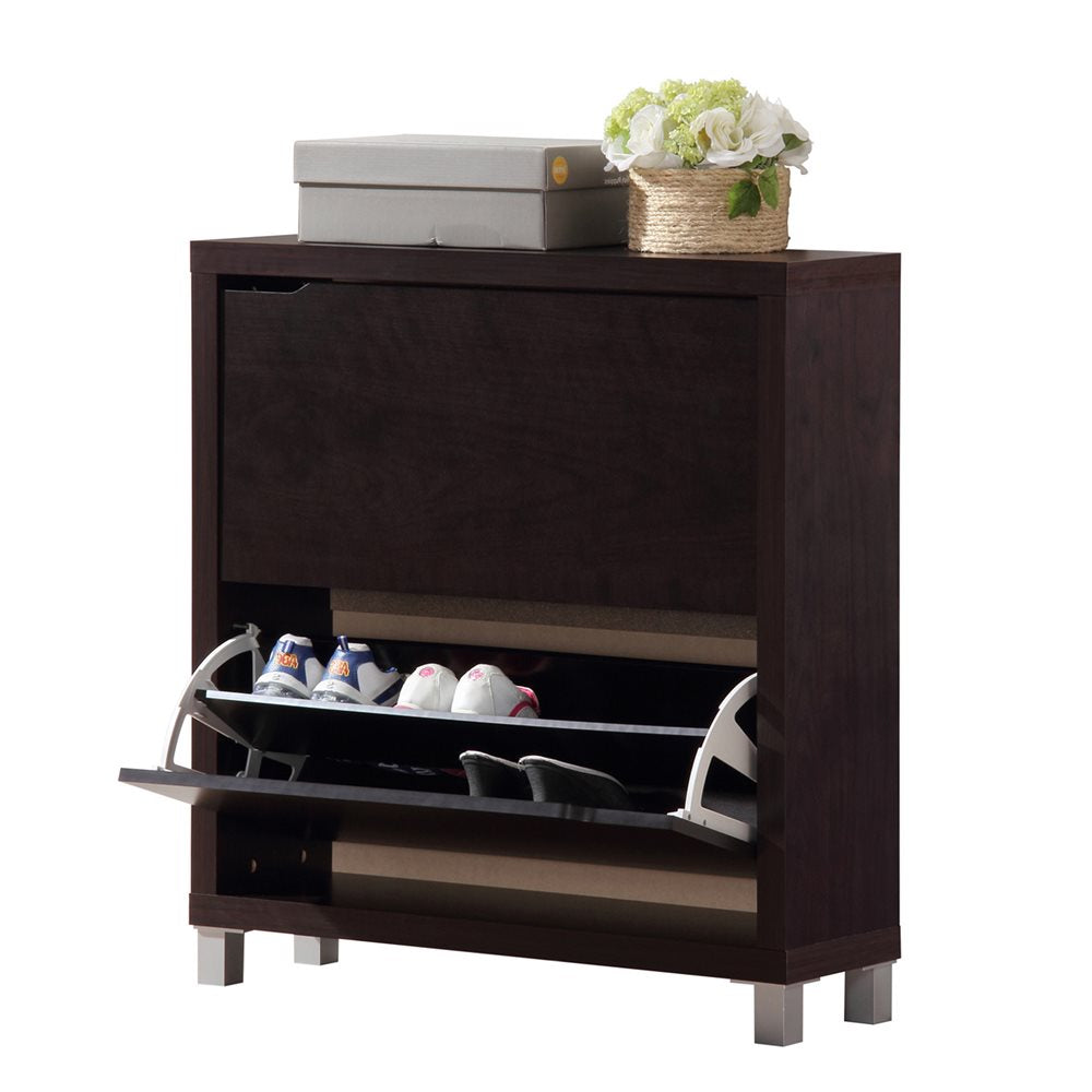 Simms Engineered Wood Dark Brown Modern Shoe Cabinet