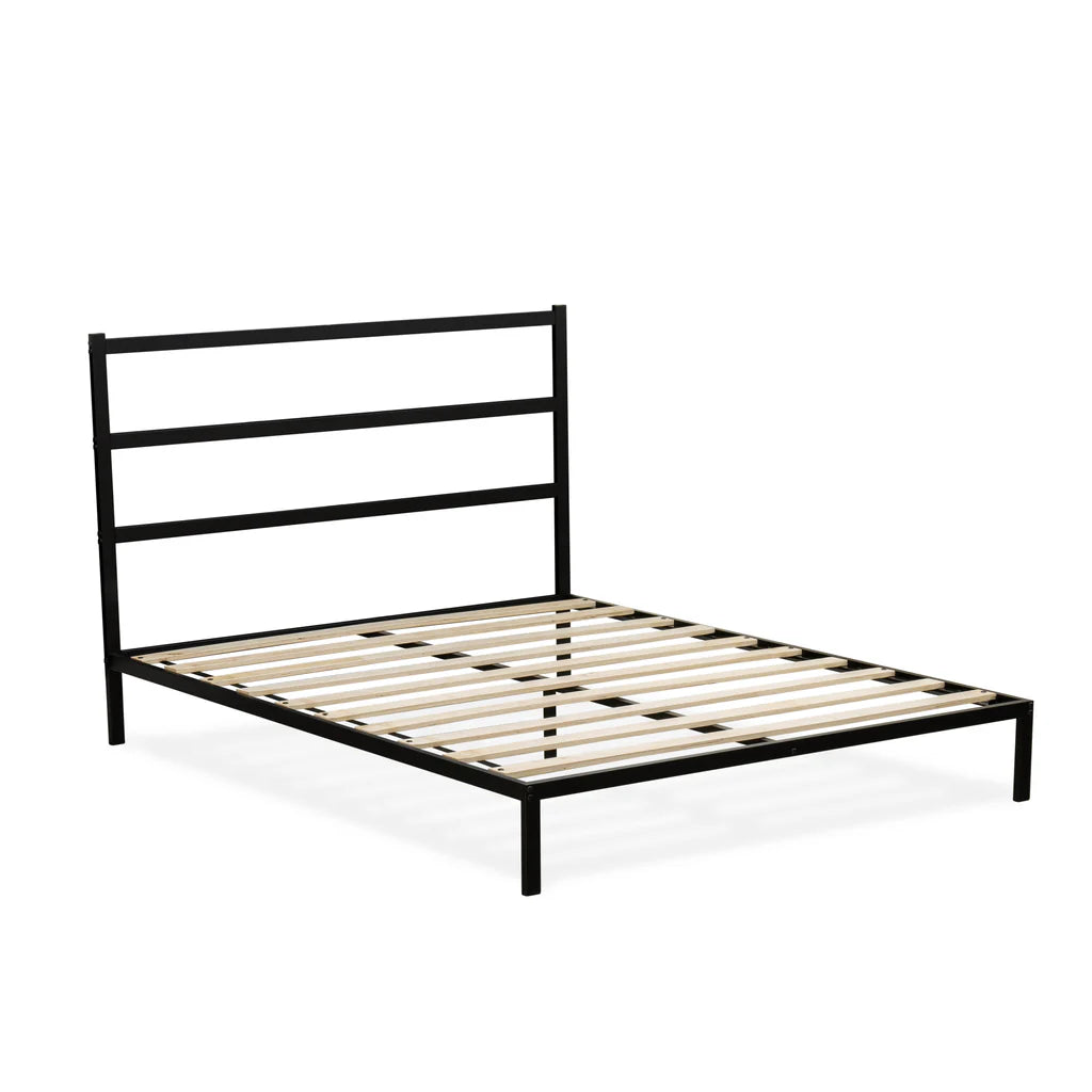 Glover Fulton Queen Black Metal Platform Bed – Minimalist Design with 5 Sturdy Legs