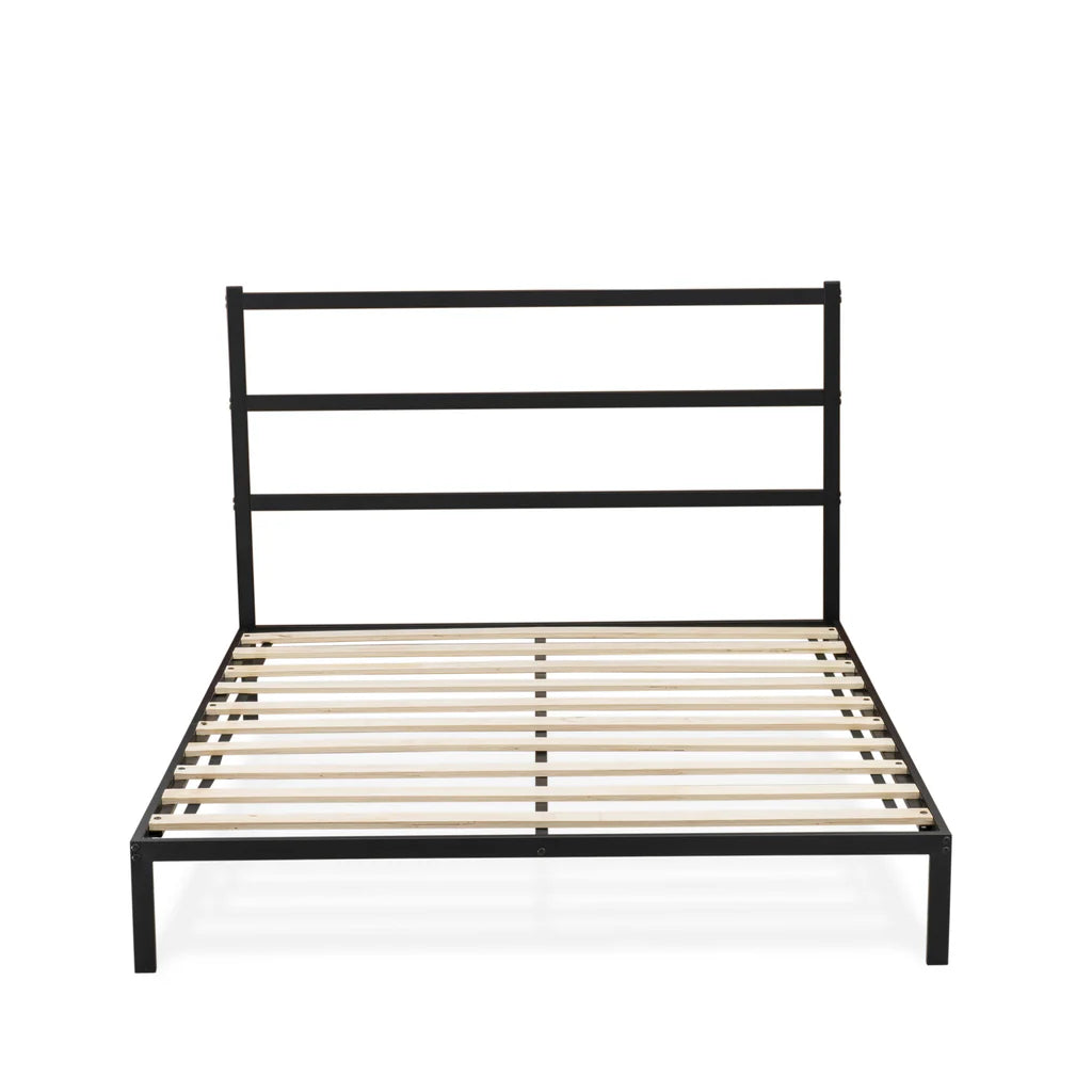 Glover Fulton Queen Black Metal Platform Bed – Minimalist Design with 5 Sturdy Legs