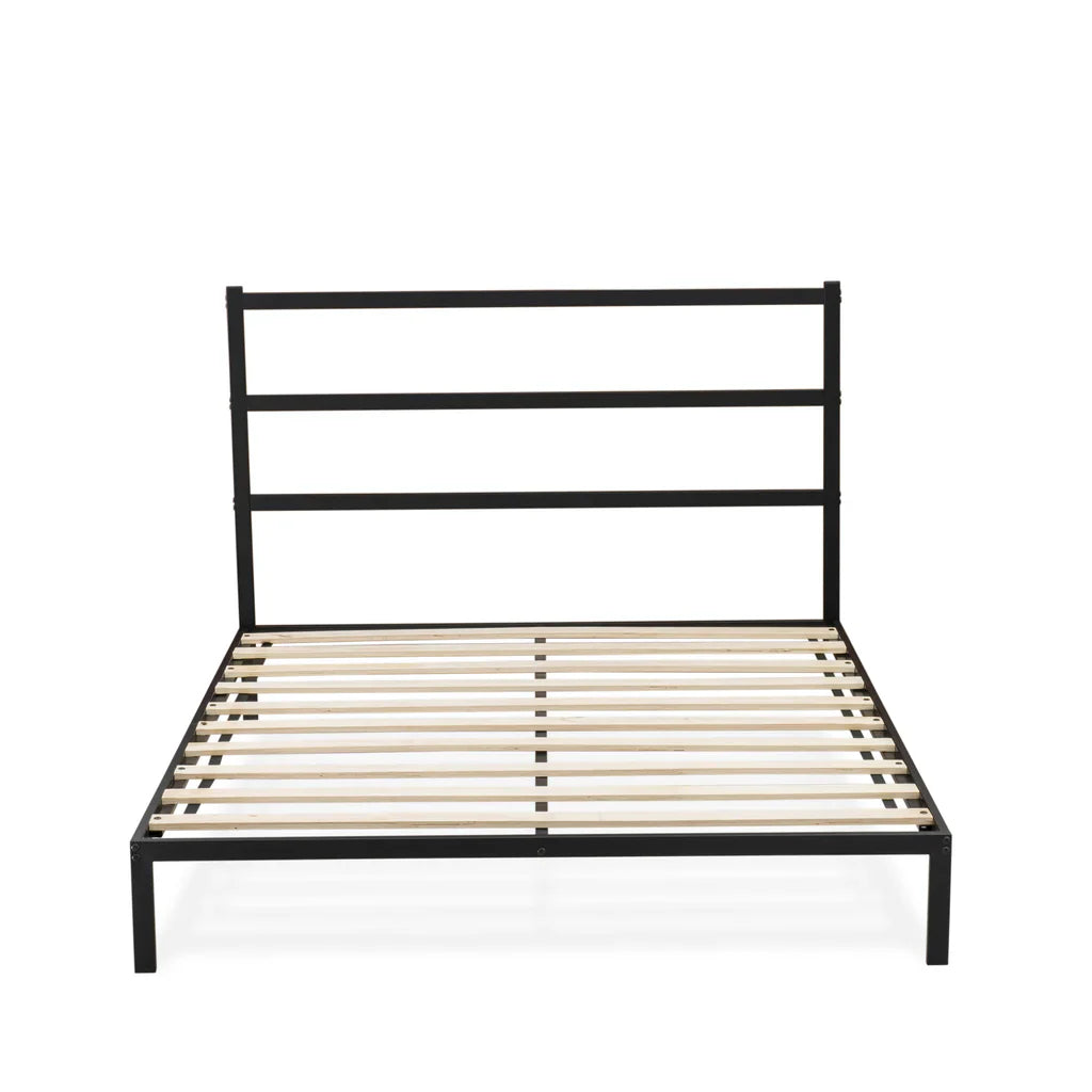 Glover Fulton Queen Black Metal Platform Bed Minimalist Design with 5 Sturdy Legs