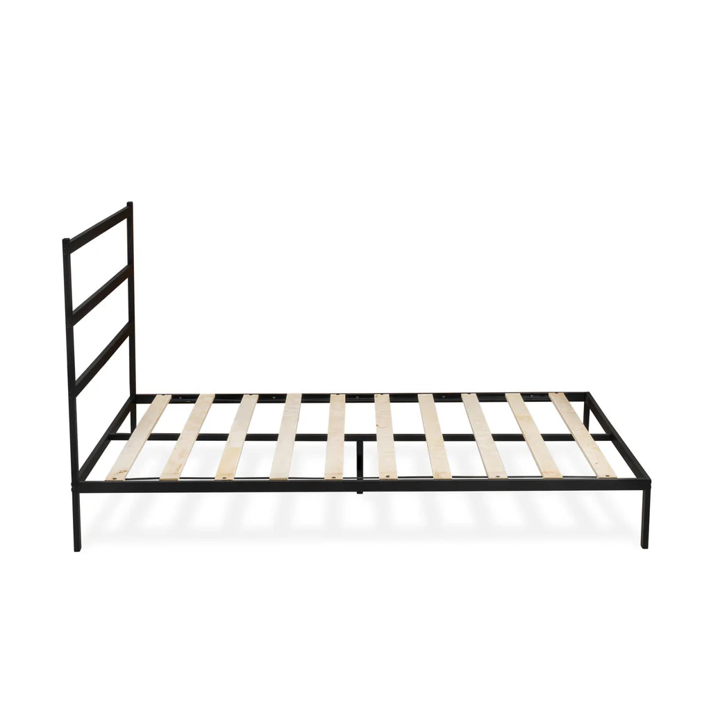 Glover Fulton Queen Black Metal Platform Bed – Minimalist Design with 5 Sturdy Legs