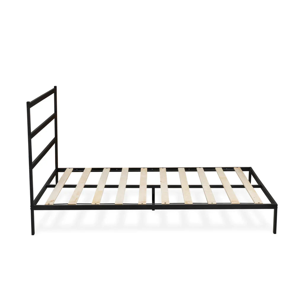 Glover Fulton Queen Black Metal Platform Bed Minimalist Design with 5 Sturdy Legs