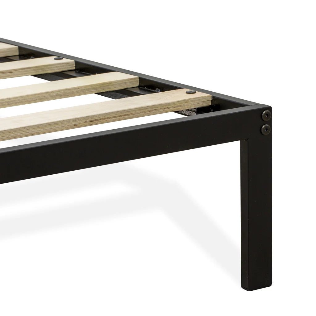 Glover Fulton Queen Black Metal Platform Bed – Minimalist Design with 5 Sturdy Legs