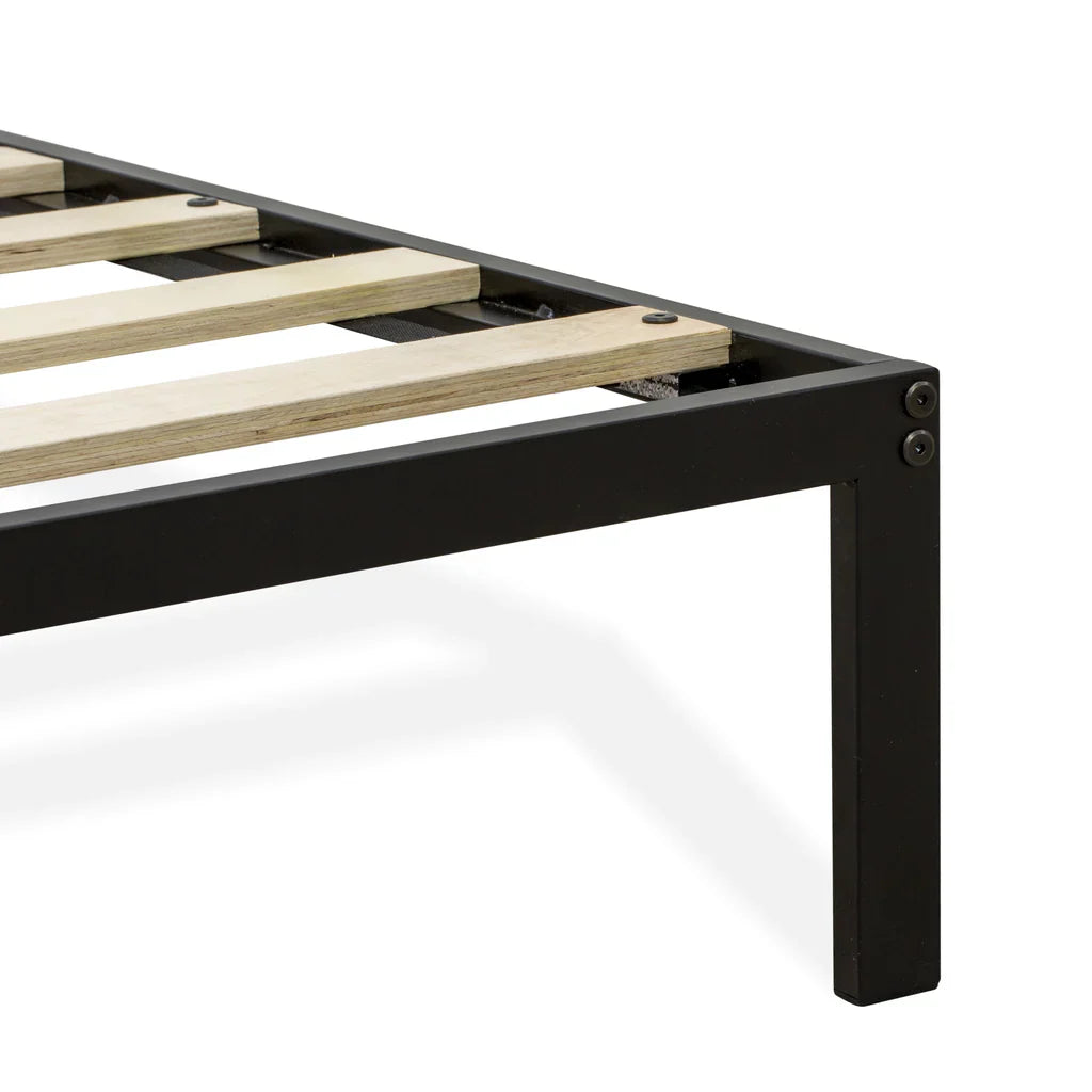 Glover Fulton Queen Black Metal Platform Bed Minimalist Design with 5 Sturdy Legs