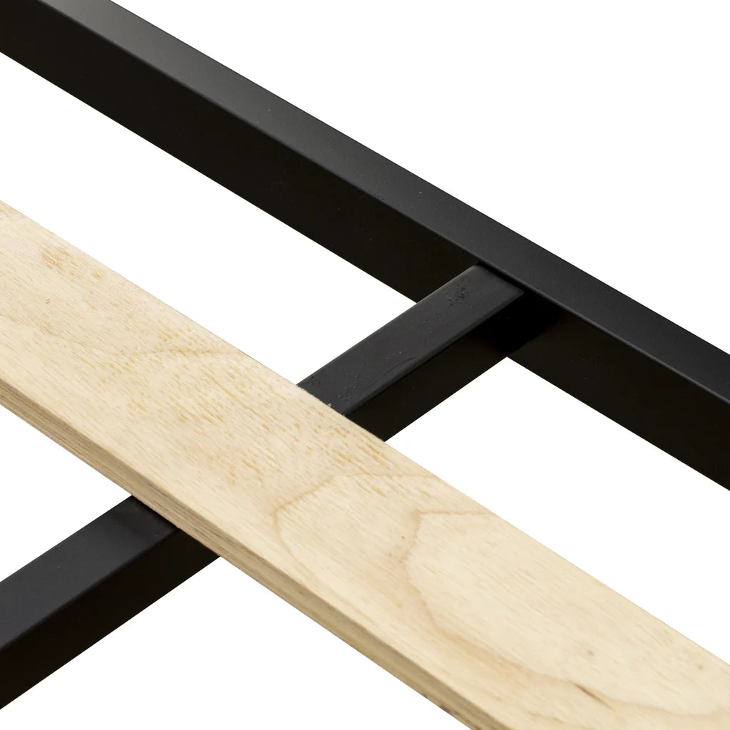 Glover Fulton Queen Black Metal Platform Bed – Minimalist Design with 5 Sturdy Legs