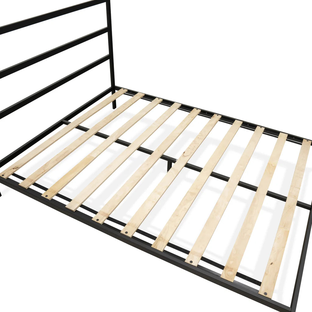 Glover Fulton Queen Black Metal Platform Bed – Minimalist Design with 5 Sturdy Legs