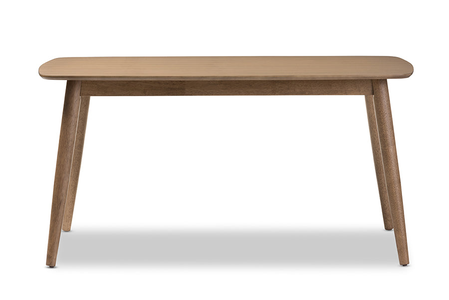 Flora Mid-Century Modern French "Oak" Light Brown Finishing Wood Dining Table