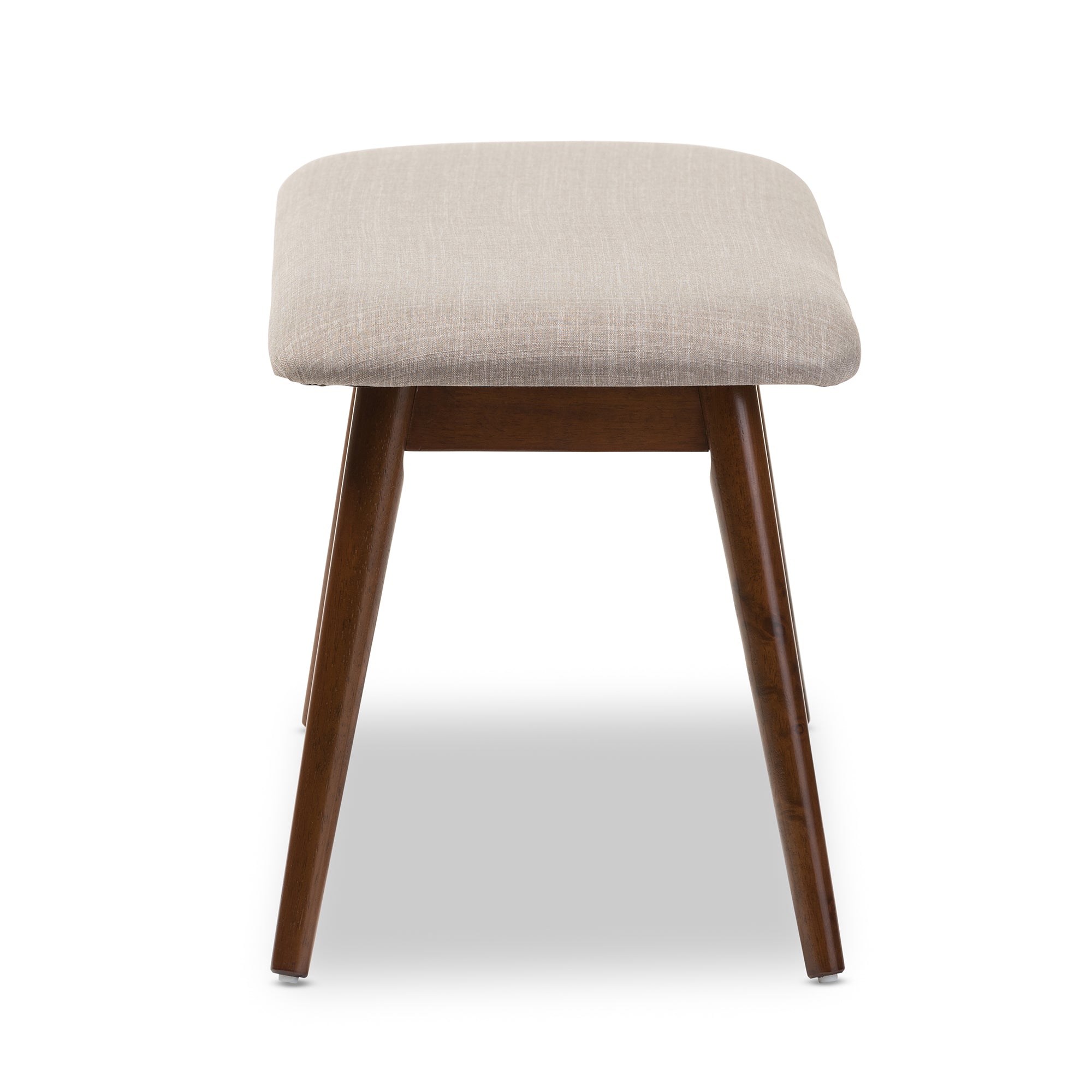 Flora Mid-Century Modern Light Grey Fabric and "Oak" Medium Brown Finishing Wood Dining Bench