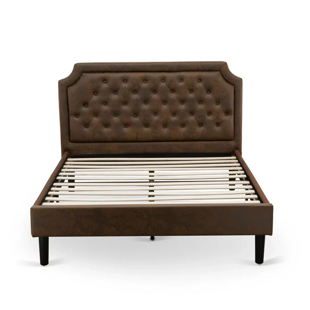 Ohana Astoria Queen Black Upholstered Bed Frame Modern Platform with Wooden Slats & 9-Leg Support